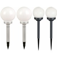 4x LED Solar Kugel Leuchten Garten Weg Beet Beleuchtung Außen Erdspieß Steck Lampen weiß von ETC-SHOP