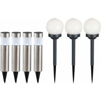 Etc-shop - 7er Set led Solar Lampen Kugel Steck Strahler Garten Weg Erdspieß Edelstahl Säulen Außen Leuchten von ETC-SHOP