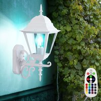 Außen Laterne Antik Stil Wand Lampe Fernbedienung Leuchte weiß im Set inklusive RGB LED Leuchtmittel von ETC-SHOP