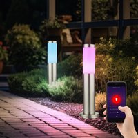 Außen Stehleuchte Sockellampe Wegeleuchte Gartenleuchte, Edelstahl, App Steuerung CCT, Smart RGB LED 8,5W 806Lm, H 45 cm, 2er Set Außen Stehleuchte Sockellampe Wegeleuchte Gartenleuchte, Edelstahl, App Steuerung CCT, Smart RGB LED 8,5W 806Lm, H 45 cm, 2er Set von ETC-SHOP