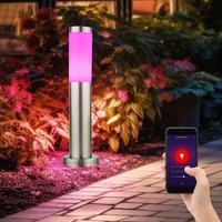Außen Stehleuchte Sockellampe Wegeleuchte Standlampe Gartenleuchte, Edelstahl silber, App Steuerung cct, Smart rgb led 8,5W 806Lm, h 45 cm von ETC-SHOP