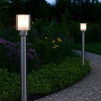 Aussenlampe Gartenlampen Aussen silber Stehleuchte Wegeleuchten, Edelstahl Metall weiß klar, IP54, 1x E27, DxH 12x80 cm, 2er Set von ETC-SHOP