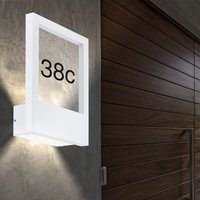 Außenleuchte Wandlampe Fassadenleuchte, Beleuchtung mit Hausnummer, Up&Down Strahler, Aluminium Glas, weiß, E27 Fassung, LxBxH 25x9,5x33,5 cm von ETC-SHOP