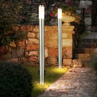 Außenstehleuchte Gartenlampe Wegeleuchte 2x Steckdose Pollerleuchte silber, 1x E27, DxH 13,1 x 110 cm, 2er Set Außenstehleuchte Gartenlampe Wegeleuchte 2x Steckdose Pollerleuchte silber, 1x E27, DxH 13,1 x 110 cm, 2er Set von ETC-SHOP