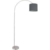 Bogenstehlampe Stoffschirm Stehlampe gebogen Wohnzimmer Bogenlampe grau, höhenverstellbar, 1x E27, LxH 96x195 cm von ETC-SHOP