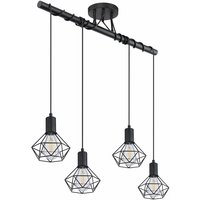 Etc-shop - Decken Hängelampe Industrial Pendelleuchte Esstisch Schiene Lampe Gitter schwarz, Höhenverstellbar mit diamantförmigen Spots 4 Flammig, von ETC-SHOP