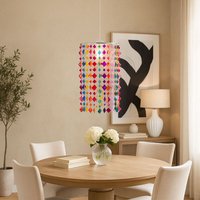 Decken Pendel Lampe Kinder Zimmer Textil Kristall Hänge Leuchte bunt im Set inkl. led Leuchtmittel von ETC-SHOP