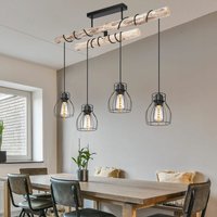 Decken Pendel Leuchte Holz Balken Wohn Ess Zimmer Beleuchtung Käfig Strahler Hänge Lampe natur schwarz von ETC-SHOP