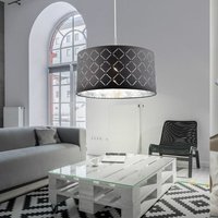 Decken Pendel Leuchte Wohn Ess Zimmer Beleuchtung Textil Design Hänge Lampe schwarz silber Decken Pendel Leuchte Wohn Ess Zimmer Beleuchtung Textil Design Hänge Lampe schwarz silber von ETC-SHOP
