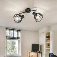 Deckenlampe Deckenleuchte Spotlampe Leuchte Wohnzimmer, Spots beweglich 2 flammig, Holz Metall schwarz matt, 2x E27 Fassungen, DxH 30x24,5cm Deckenlampe Deckenleuchte Spotlampe Leuchte Wohnzimmer, Spots beweglich 2 flammig, Holz Metall schwarz matt, 2x E27 Fassungen, DxH 30x24,5cm von ETC-SHOP