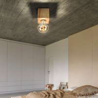 Etc-shop - Deckenlampe Holz Landhausstil Deckenleuchte Esszimmer natur 1 flammig E27, eckig ohne Lampenschirm, LxBxH 10x10x10 cm von ETC-SHOP