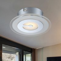 Deckenlampe LED Deckenleuchte rund Flurlampe chrom Küchenleuchte, Glas teilsatiniert, 5W 400lm warmweiß, DxH 16x5,2 cm von ETC-SHOP