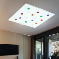 Deckenlampe mit bunten Glassteinen Deko Deckenleuchte Glasschirm Glas Leuchte, 1x led 1020 Lumen, 29x29x7,5cm, Flur Schlafzimmer Wohnzimmer Deckenlampe mit bunten Glassteinen Deko Deckenleuchte Glasschirm Glas Leuchte, 1x led 1020 Lumen, 29x29x7,5cm, Flur Schlafzimmer Wohnzimmer von ETC-SHOP