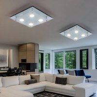 Deckenleuchte Deckenlampe Wohnzimmerleuchte Schlafzimmer, 4 flammig, Chrom Glas klar, 4x LED 3W 180Lm 3000K, HxLxB 8x34x34 cm, 2er Set von ETC-SHOP
