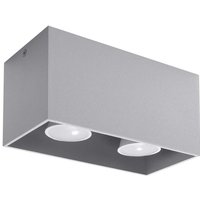 Etc-shop - Deckenleuchte Deckenlampe alu Grau 2-flammig h 20 cm Wohnzimmer Schlafzimmer von ETC-SHOP