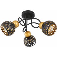 Deckenleuchte Metall schwarz gold Spotleuchte 3 flammig Deckenlampe Spots beweglich, Orientalisch Metall, 3x E14 Fassungen, DxH 39x20 cm Deckenleuchte Metall schwarz gold Spotleuchte 3 flammig Deckenlampe Spots beweglich, Orientalisch Metall, 3x E14 Fassungen, DxH 39x20 cm von ETC-SHOP