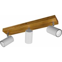 Deckenleuchte Spotleuchte Deckenstrahler Esszimmerleuchte Deckenlampe Küche, Spots beweglich Metall weiß matt Holz braun, 3x GU10 Fassungen, HxBxT von ETC-SHOP