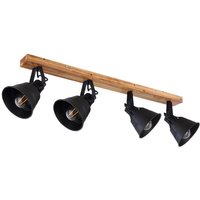 Deckenleuchte Spotstrahler Deckenlampe Innenleuchte Metall Wohnzimmer Holz Spots verstellbar, schwarz-braun, 4x E27, LxB 82x24 cm Deckenleuchte Spotstrahler Deckenlampe Innenleuchte Metall Wohnzimmer Holz Spots verstellbar, schwarz-braun, 4x E27, LxB 82x24 cm von ETC-SHOP