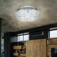 Deckenleuchte Wohnzimmer Decke Deckenlampe silber Glasschirm teilsatiniert, Metall Chrom Glas, 1x led 24 w 1400Lm warmweiß, LxBxH 27x27x8 cm Deckenleuchte Wohnzimmer Decke Deckenlampe silber Glasschirm teilsatiniert, Metall Chrom Glas, 1x led 24 w 1400Lm warmweiß, LxBxH 27x27x8 cm von ETC-SHOP
