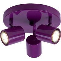 Deckenstrahler Deckenspot Wohnzimmerlampe Metall Lila Deckenleuchte, 3x GU10 RGB Farbwechsler dimmbar mit Fernbedienung D 22 cm von ETC-SHOP
