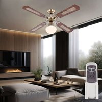 Etc-shop - Deckenventilator mit Zugschalter Ventilatorlampe Decke 3 Stufen Ventilator mit Fernbedienung Deckenleuchte, Vor-Rücklauf, Eiche Geflecht von ETC-SHOP