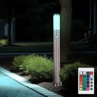 Design Außen Steh Leuchte Fernbedienung Edelstahl Sockel Garten sensor Lampe dimmbar im Set inkl. rgb led Leuchtmittel von ETC-SHOP