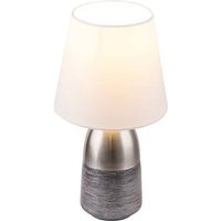 Design Nacht Tisch Lampe silbergrau Schlaf Wohn Zimmer Textil Touch Lese Leuchte weiß von ETC-SHOP