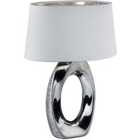 Etc-shop - Design Tisch Leuchte Wohn Zimmer Lese Lampe Textil silber weiß von ETC-SHOP