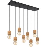 Esstischlampe hängend Holz Pendelleuchte Esstisch Holz Holzlampen Decke hängend, Metall mdf schwarz, 8x E27 Fassung, LxBxH 98 x 24 x 120 cm von ETC-SHOP