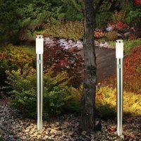 2er Set Außen Steh Lampen Bewegungsmelder 2x Steckdosen Garten Beleuchtung Einfahrt Hof Säulen Stand Leuchten von ETC-SHOP