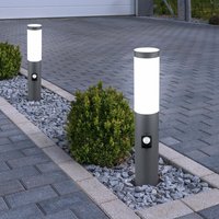 2er Set Steh Leuchten Balkon Beleuchtung Bewegungsmelder Edelstahl Sockel Lampen im Set inkl. led Leuchtmittel von ETC-SHOP