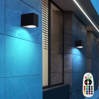 2er Set rgb led Außen Lampen Fernbedienung alu Down Spots dimmbar Fassaden Wand Leuchten schwarz von ETC-SHOP