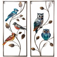 2et Außen Wand Behang Eulen Bild Vogel Relief Garten Außen Dekoration mehrfarbig von ETC-SHOP