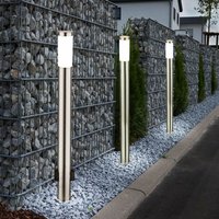 3er Set Außen led Steh Lampen Terrassen Edelstahl Park Leuchten Strom Verteiler von ETC-SHOP