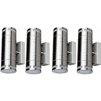 4er Set Außen Leuchten Wand Lampen Edelstahl Up Down Strahler im Set inklusive led Leuchtmittel 4er Set Außen Leuchten Wand Lampen Edelstahl Up Down Strahler im Set inklusive led Leuchtmittel von ETC-SHOP