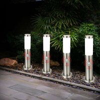 4x led Außenleuchte Sockelleuchten Garten-Lampe Beleuchtung Veranda Hof Weg edelstahl inkl. Bewegungsmelder 90° 2-8m von ETC-SHOP