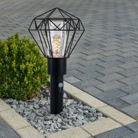 Außenbeleuchtung Standleuchte Säulenlampe Außen mit Bewegungsmelder Garten Stehlampe Aussen Bewegungsmelder, schwarz Diamant Gitter, 1x E27, LxBxH von ETC-SHOP