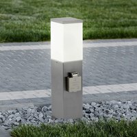 Aussenleuchte mit Steckdose Gartensteckdose mit Licht Standleuchte Außen mit Steckdose, 2x Steckdose Stahl, 1x E27, h 36 cm, Garten von ETC-SHOP