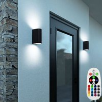 Aussenleuchten Haustür Up Down Wandleuchte Aussen schwarz Wand Außenleuchte Terrasse Aluminium, Farbwechsel dimmbar mit Fernbedienung, 2x rgb led von ETC-SHOP