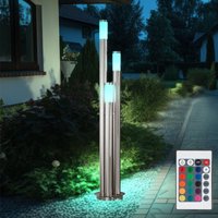 Außenstehlampe dimmbar mit Fernbedienung Außen Edelstahl led Stehleuchte Wegeleuchte, rgb Farbwechsel 3 silberne Säulen,3x 9Watt 3x 806lm warmweiß von ETC-SHOP