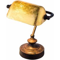 Bankerlampe Schreibtischleuchte led Tischlampe Retro Leseleuchte, rostfarben Blattgold patiniert, 3W 250lm warmweiß, LxH 19x24 cm von ETC-SHOP