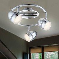 Deckenlampe 3 Strahler Spotrondell Modern Deckenleuchte Spots verstellbar, chrom Metall, 3x led 3W 220Lm warmweiß, DxH 35x18 cm von ETC-SHOP