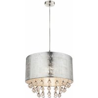 Etc-shop - Deckenlampe Hängeleuchte Kristalllampe Kronleuchter led rgb Farbwechsler Fernbedienung Silber Textil von ETC-SHOP