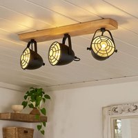Etc-shop - Deckenlampe schwarz Wohnzimmerleuchte Landhaus Deckenstrahler 3-flammig Holzlampe, schwenkbare Spotleiste, Metall matt, 3x 4,5W 470Lm von ETC-SHOP