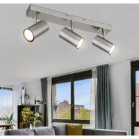 Deckenlampe silber Deckenstrahler 3 Flammig Deckenleuchte Wohnzimmer nickel mit beweglichen Spots, Metall, 3xGU10, LxBxH 41x6x12 cm Deckenlampe silber Deckenstrahler 3 Flammig Deckenleuchte Wohnzimmer nickel mit beweglichen Spots, Metall, 3xGU10, LxBxH 41x6x12 cm von ETC-SHOP