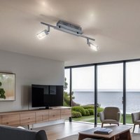 Deckenleuchte Deckenstrahler Wohnzimmer 2 flammig Deckenlampe zwei Strahler schwenkbar, Metall chrom, 2x led 3W 170Lm warmweiß, LxBxH 44,5x17x17 cm von ETC-SHOP