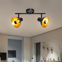 Deckenleuchte Spotleuchte Spotleiste Deckenlampe Wohnzimmer, Spots beweglich, Metall schwarz goldfarbig, 2x led 4 Watt 280 Lumen warmweiß, HxL von ETC-SHOP