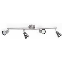 Deckenleuchte Strahler 4 flammig Deckenlampe silber Wohnraum Deckenleuchten, led Spots beweglich Metall, 4x GU10 4x 3 Watt 4x 280 lm, LxBxH 62,5x8x16 von ETC-SHOP