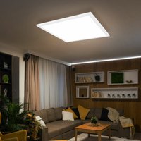 Deckenpanel Deckenleuchte Aufbaupanel Deckenlampe Flurleuchte Schlafzimmer, weiß opal quadratisch, 1x led 12 Watt 750 Lumen warmweiß, HxLxB 6x30x30 cm von ETC-SHOP