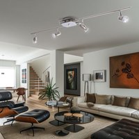 Deckenstrahler Spotleiste Wohnzimmerlampe Deckenleuchte Schlafzimmer Deckenlampe silber, bewegliche Strahler, 4x GU10, l 110 cm von ETC-SHOP